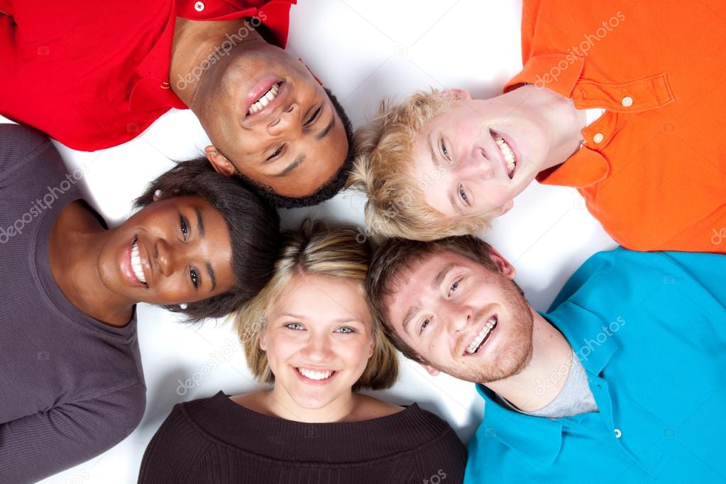 Close-up faces of Multi-racial college students