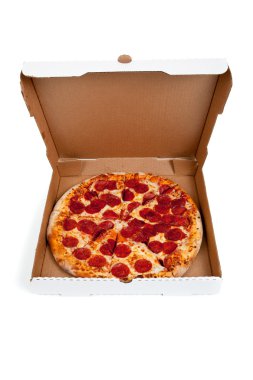 pepperoni pizza kutusu beyaz