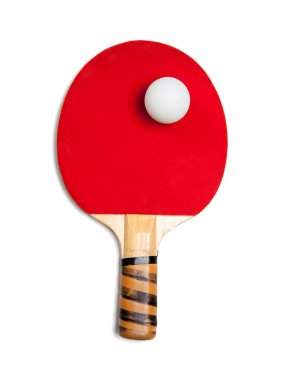 beyaz üzerine kırmızı ping pong Raket topu ile