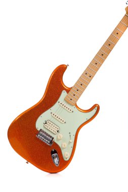 Beyaz arkaplanda elektro gitar