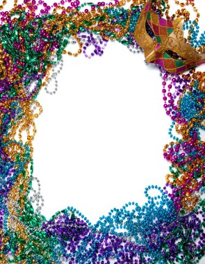 mardi gras boncuk ve beyaz maske yapılır sınır