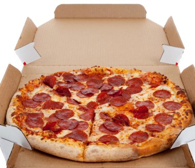 pepperoni pizza kutusu beyaz