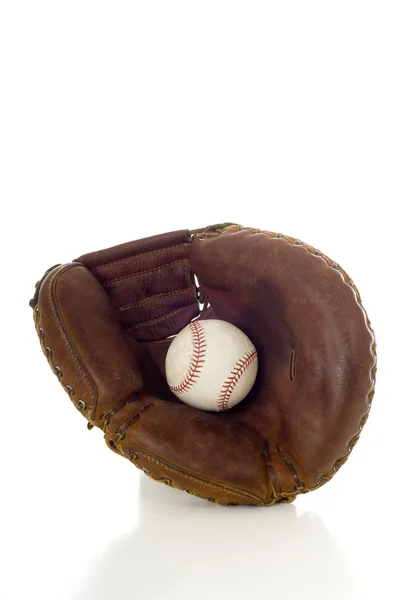 Honkbal mitt en bal — Stockfoto