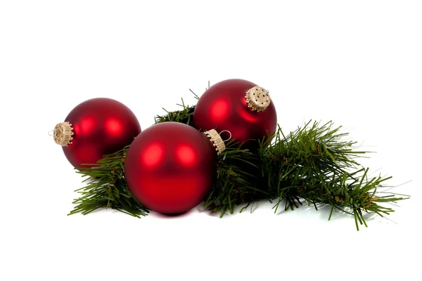 Red Christmas ornaments, baubles — Stock Photo, Image
