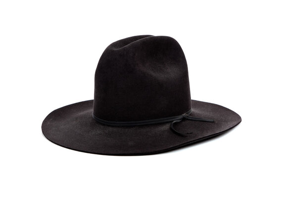 black cowboy hat on white