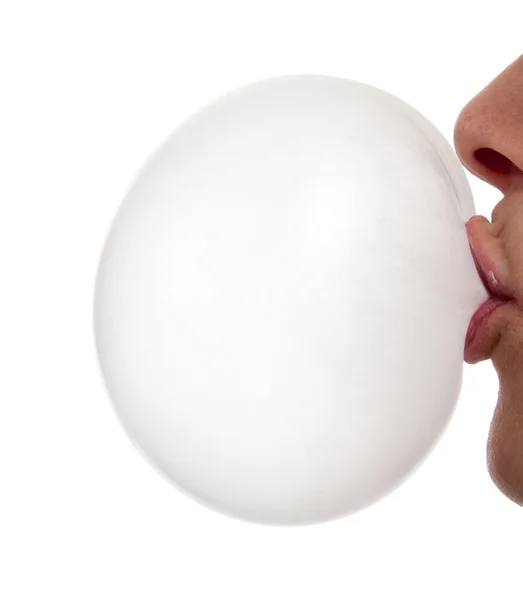 Person blowing a bubble — Stock Photo, Image