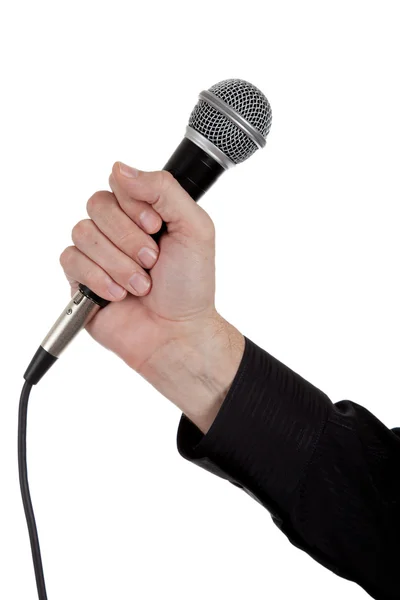 Enda mikrofon på vit bakgrund — Stockfoto