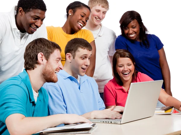 Multicultural College Students around a computer — Stock Photo, Image