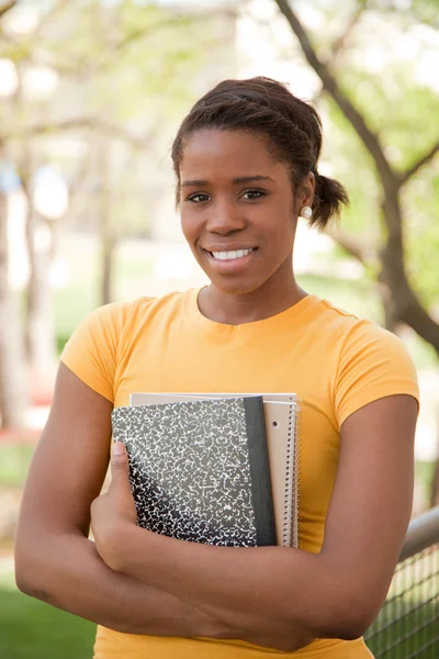 Afrika kökenli Amerikalı Bayan üniversite öğrencisi — Stok fotoğraf