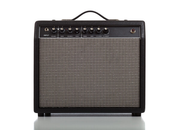 A guitar amplifier or speaker on a white background