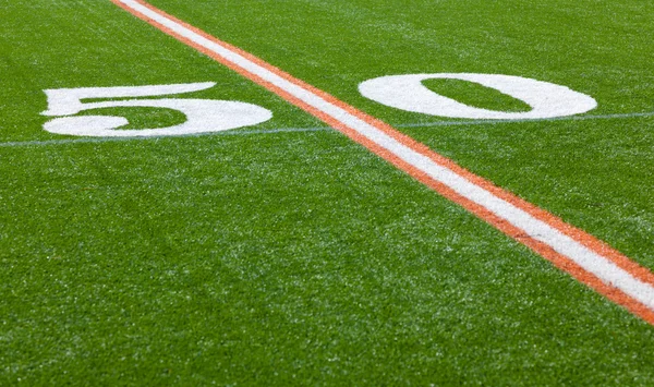 American Football Field - linea di 50 yard — Foto Stock