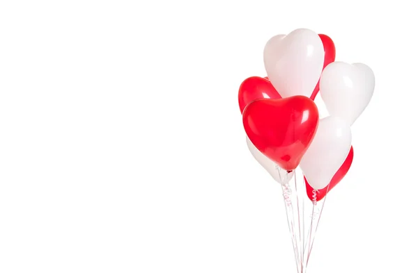 Assortment of heart balloons on white with copy space — Stock Photo, Image