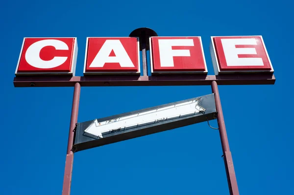 Café πινακίδα με βέλος — Φωτογραφία Αρχείου
