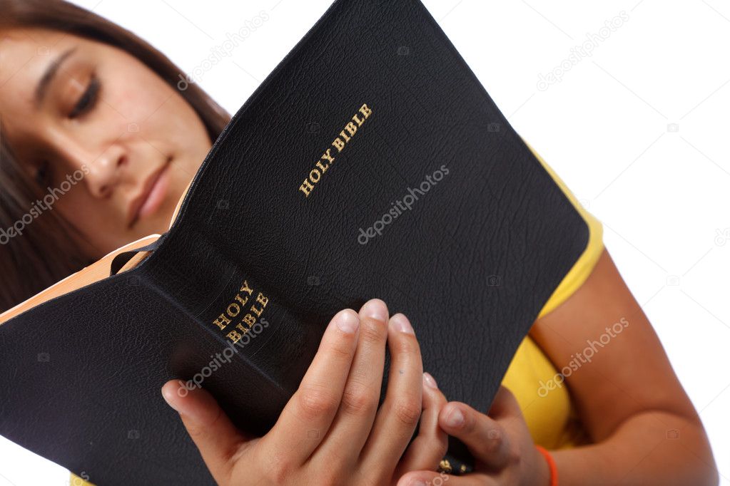 Young lady reading Bible