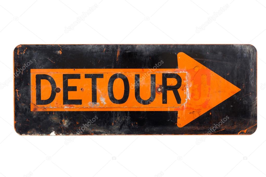 Detour sign - old orange and black road sign