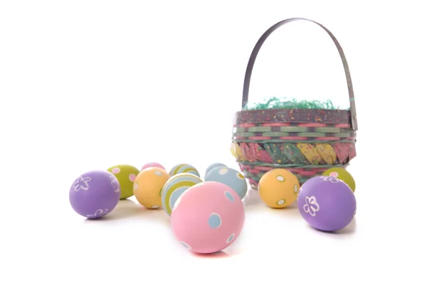 Easter Eggs and Basket — Stock Photo, Image