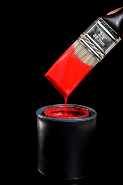 Red Paint and Brush — Stock Photo, Image
