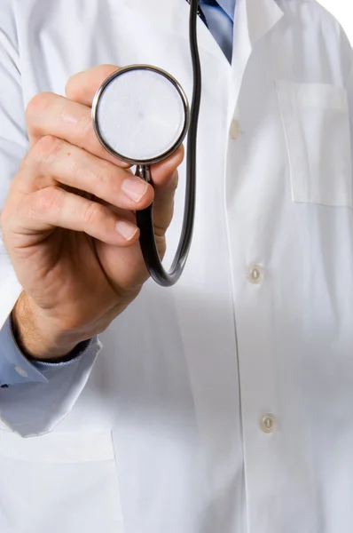 Doctor with lab coat and stethoscope — Stock Photo, Image