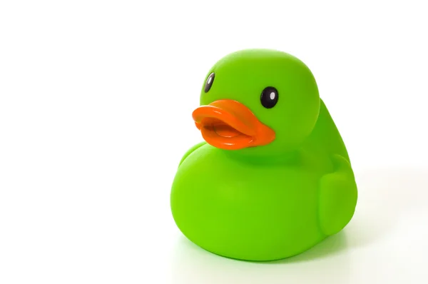 Green Rubber Duck on White — Stock Photo, Image