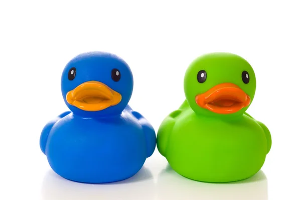 Blue and Green Rubber Ducks — Stock Photo, Image