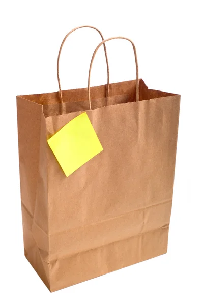 Carta Shopping bag con nota — Foto Stock