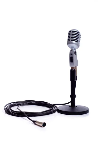Beyaz Vintage mikrofon — Stok fotoğraf