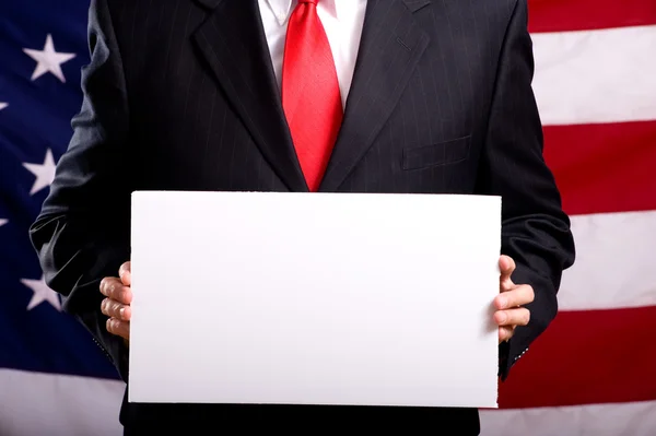 Politician holding Blank Sign — Stock Photo, Image