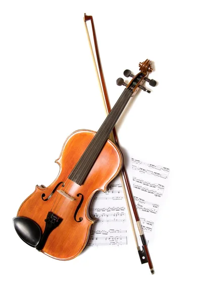 Violin, bow and music — Stock Photo, Image