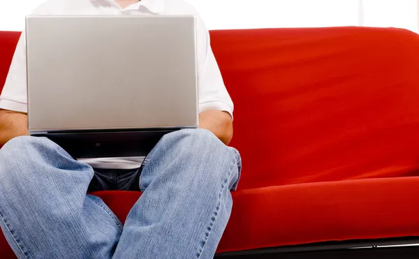 Young Man working on Laptop — Stock Photo, Image