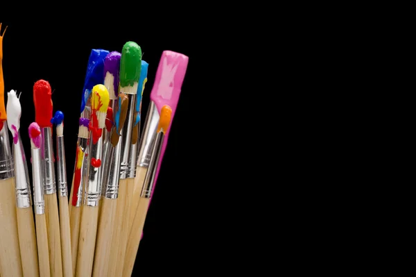 Paint Brushes on Black — Stock Photo, Image