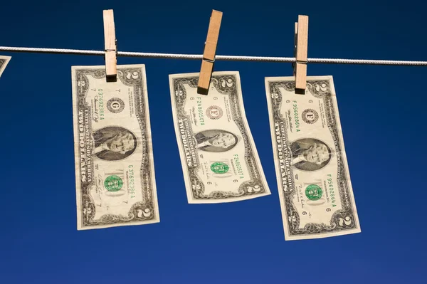 Two Dollar Bills on Clothesline — Stock Photo, Image