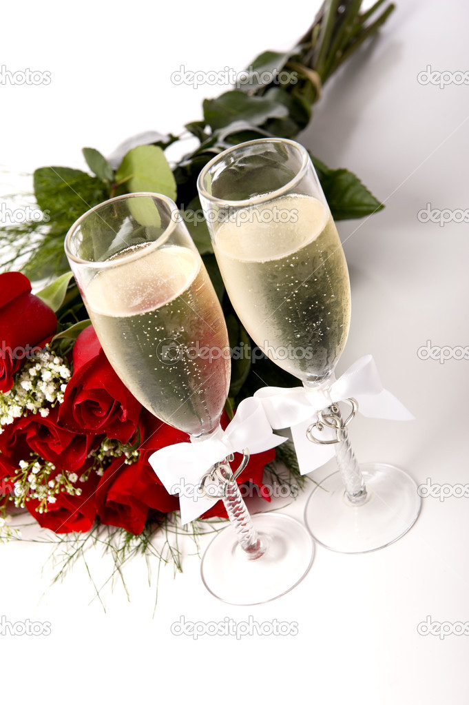 Red Roses and Champagne — Stock Photo © miflippo #13642636