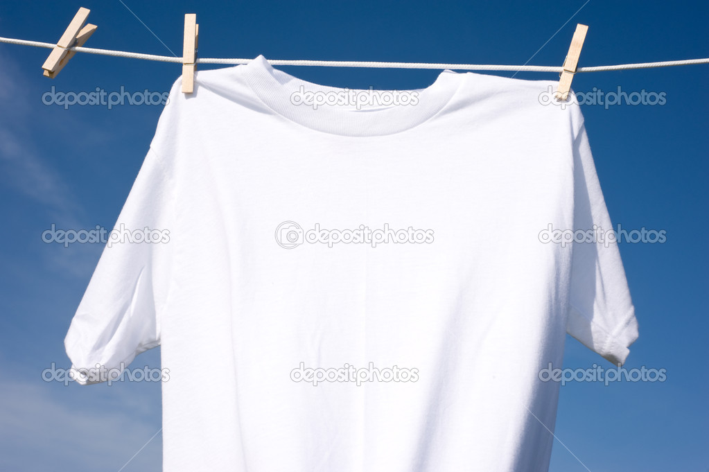 Plain White T-Shirt on a Clothesline Stock Photo by ©miflippo 13643698