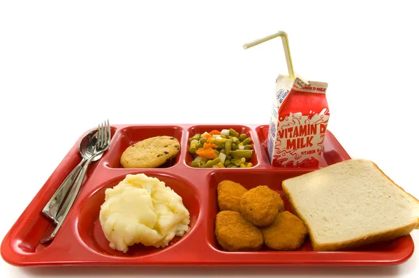 Szkoła obiad taca — Zdjęcie stockowe