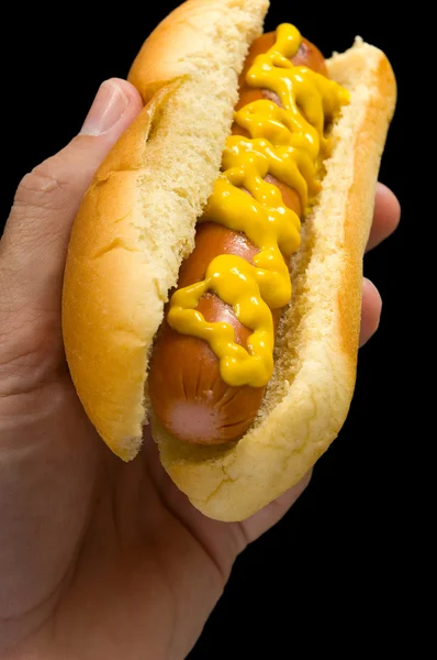 Hot dog a kezében — Stock Fotó