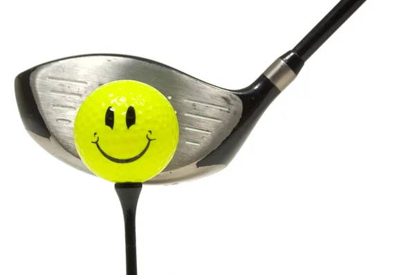 Mutlu yüz golf topu — Stok fotoğraf