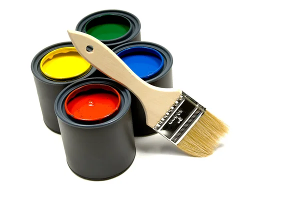 Paint and a brush — Stock Photo, Image