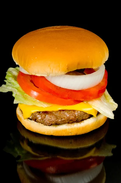 Hamburger on Black — Stock Photo, Image