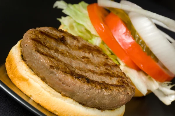 Hamburger on Black — Stock Photo, Image