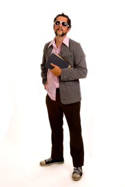 genç, havalı, hipster öğrenci ya da öğretmen veya kitap ile Profesör