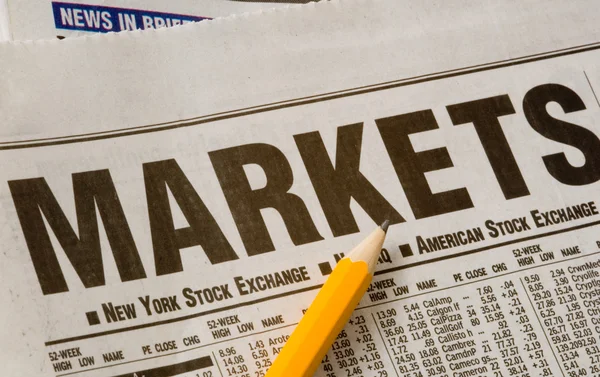 Newspaper with business market results — Stock Photo, Image