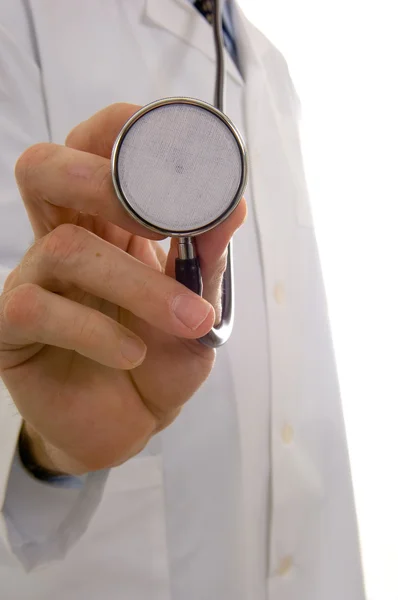 Doktor önlük ve stetoskop ile — Stok fotoğraf