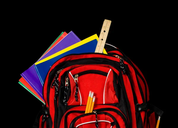 Kırmızı okul sırt çantası — Stok fotoğraf