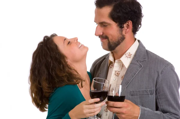 Happy Young Couple - enjoying a glass of wine — Stock Photo, Image