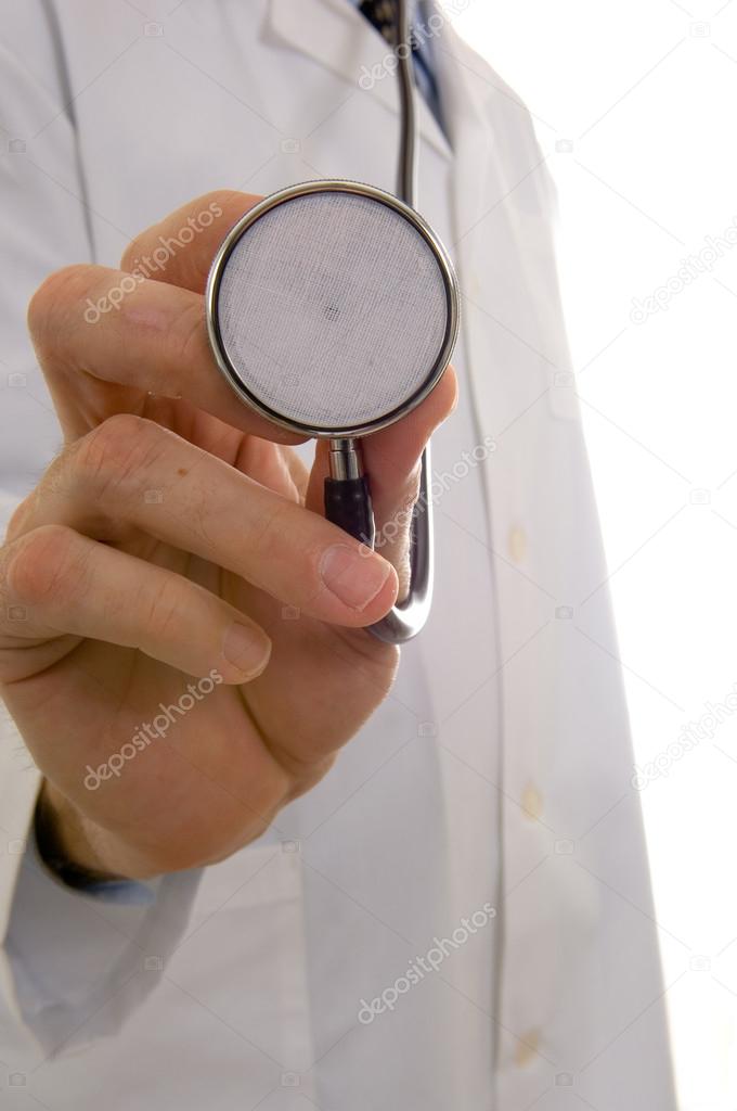Doctor with lab coat and stethoscope