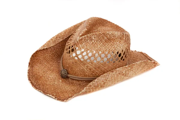 Cappello cowboy di paglia su bianco — Foto Stock