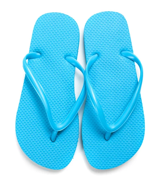 Light blue flipflops on a white background — Stock Photo, Image