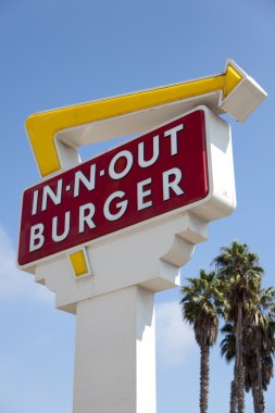 In-n-out burger sign with a sky blue background