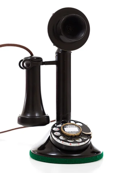 Preto telefone castiçal em um fundo branco — Fotografia de Stock