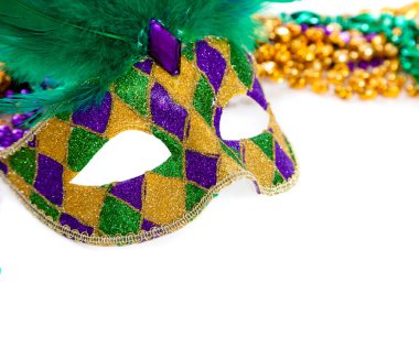 Marid gras maskesi ve üstündeki Beyaz